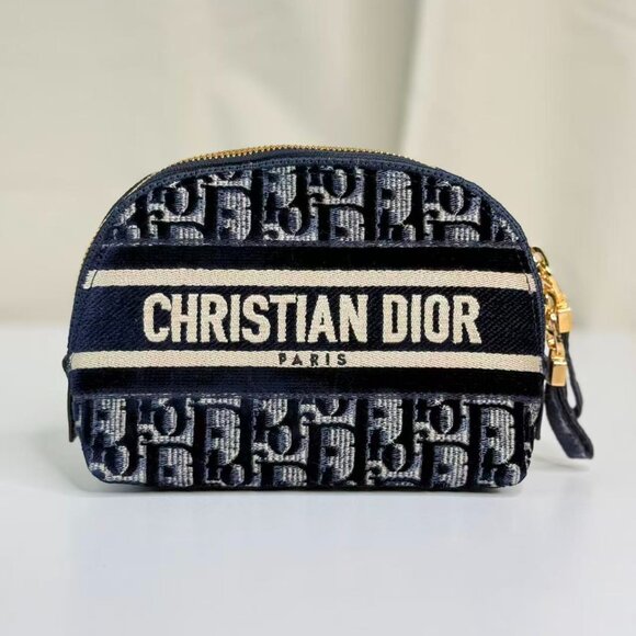 Dior Oblique Cosmetic Bag with Iconic Logo Design Paris Fashion Accessory - Picture 1 of 7
